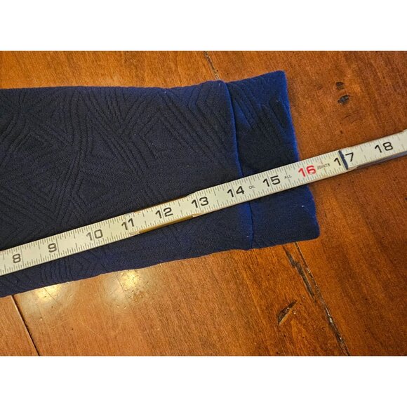 Melissa Masse Quilted Navy Blue Fit & Flare Knee-Length Dress 1X Long Sleeve Mod - Picture 12 of 13